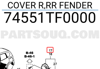 Honda 74551TF0000 COVER R,RR FENDER