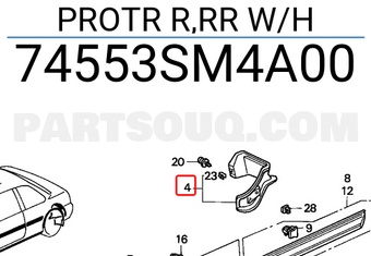 Honda 74553SM4A00 PROTR R,RR W/H