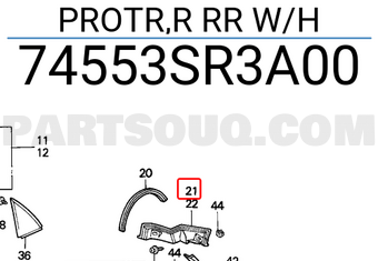 Honda 74553SR3A00 PROTR,R RR W/H