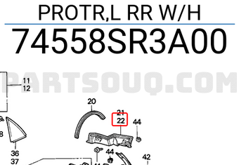 Honda 74558SR3A00 PROTR,L RR W/H