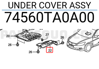 Honda 74560TA0A00 UNDER COVER ASSY