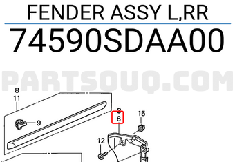 Honda 74590SDAA00 FENDER ASSY L,RR
