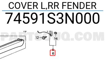 Honda 74591S3N000 COVER L,RR FENDER