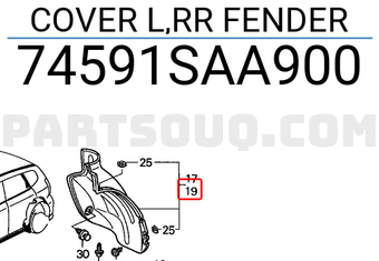 Honda 74591SAA900 COVER L,RR FENDER
