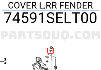 Honda 74591SELT00 COVER L,RR FENDER
