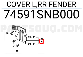 Honda 74591SNB000 COVER L,RR FENDER