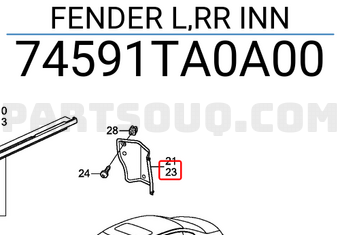 Honda 74591TA0A00 FENDER L,RR INN