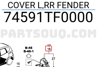 Honda 74591TF0000 COVER L,RR FENDER