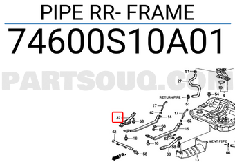 Honda 74600S10A01 PIPE RR- FRAME