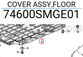 Honda 74600SMGE01 COVER ASSY,FLOOR