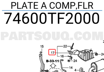 Honda 74600TF2000 PLATE A COMP,FLR