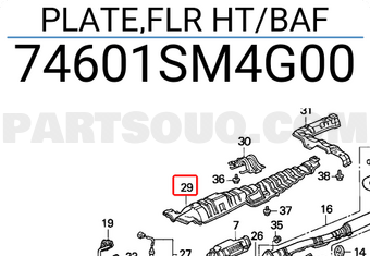 Honda 74601SM4G00 PLATE,FLR HT/BAF