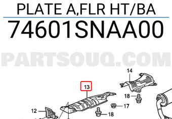Honda 74601SNAA00 PLATE A,FLR HT/BA