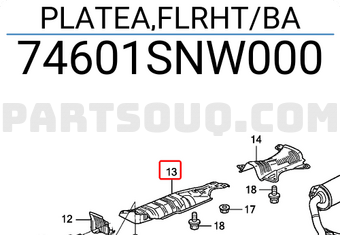 Honda 74601SNW000 PLATEA,FLRHT/BA