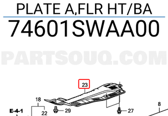 Honda 74601SWAA00 PLATE A,FLR HT/BA