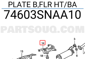 Honda 74603SNAA10 PLATE B,FLR HT/BA