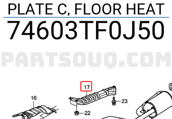 Honda 74603TF0J50 PLATE C, FLOOR HEAT