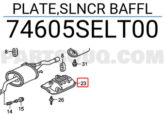 Honda 74605SELT00 PLATE,SLNCR BAFFL