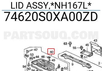 Honda 74620S0XA00ZD LID ASSY,*NH167L*