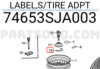 Honda 74653SJA003 LABEL,S/TIRE ADPT
