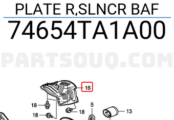 Honda 74654TA1A00 PLATE R,SLNCR BAF