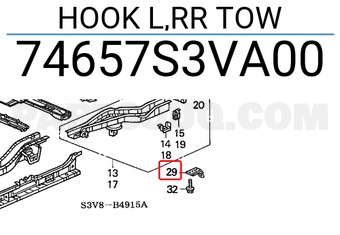 Honda 74657S3VA00 HOOK L,RR TOW