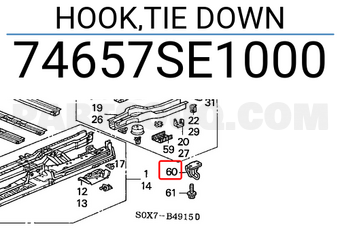 Honda 74657SE1000 HOOK,TIE DOWN