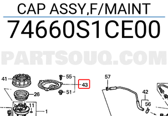 Honda 74660S1CE00 CAP ASSY,F/MAINT