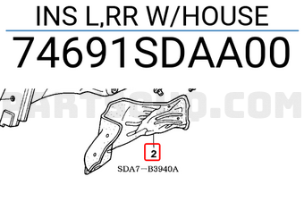 Honda 74691SDAA00 INS L,RR W/HOUSE
