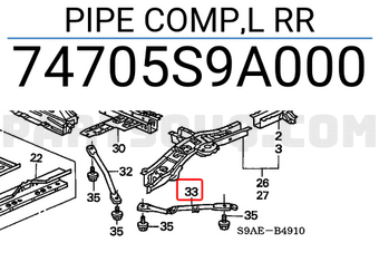 Honda 74705S9A000 PIPE COMP,L RR