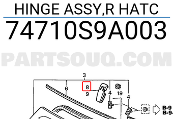 Honda 74710S9A003 HINGE ASSY,R HATC