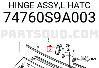 Honda 74760S9A003 HINGE ASSY,L HATC