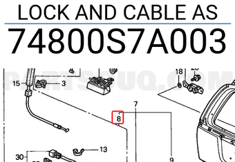 Honda 74800S7A003 LOCK AND CABLE AS