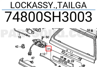 Honda 74800SH3003 LOCKASSY.,TAILGA