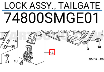 Honda 74800SMGE01 LOCK ASSY., TAILGATE