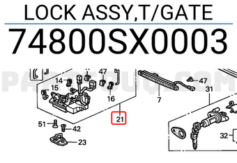 Honda 74800SX0003 LOCK ASSY,T/GATE