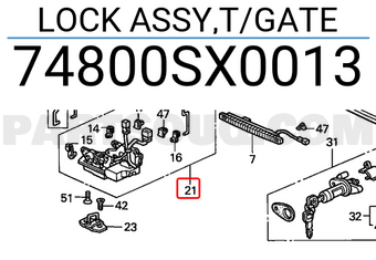Honda 74800SX0013 LOCK ASSY,T/GATE