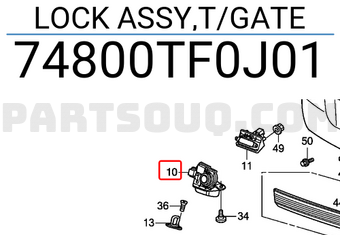 Honda 74800TF0J01 LOCK ASSY,T/GATE