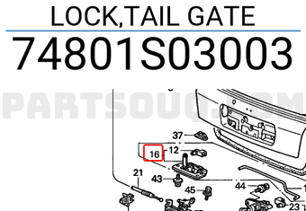 Honda 74801S03003 LOCK,TAIL GATE
