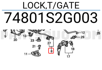 Honda 74801S2G003 LOCK,T/GATE