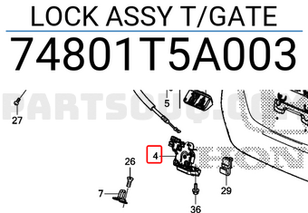 Honda 74801T5A003 LOCK ASSY T/GATE