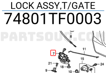 Honda 74801TF0003 LOCK ASSY,T/GATE