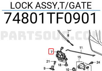 Honda 74801TF0901 LOCK ASSY,T/GATE