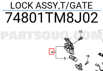 Honda 74801TM8J02 LOCK ASSY,T/GATE