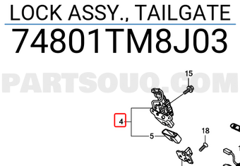 Honda 74801TM8J03 LOCK ASSY., TAILGATE