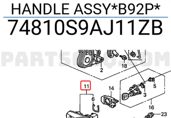Honda 74810S9AJ11ZB HANDLE ASSY*B92P*