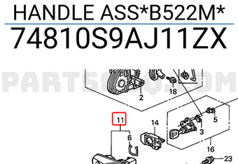 Honda 74810S9AJ11ZX HANDLE ASS*B522M*