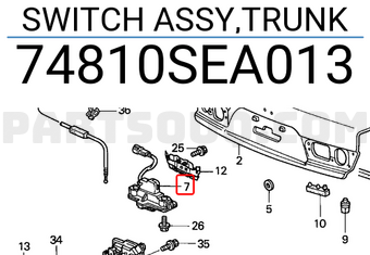 Honda 74810SEA013 SWITCH ASSY,TRUNK