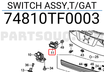 Honda 74810TF0003 SWITCH ASSY,T/GAT