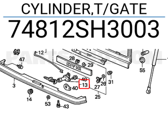 Honda 74812SH3003 CYLINDER,T/GATE